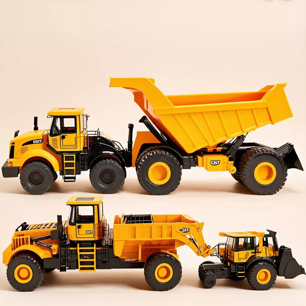 विभिन्न प्रकार के रेत वाले खिलौना ट्रक