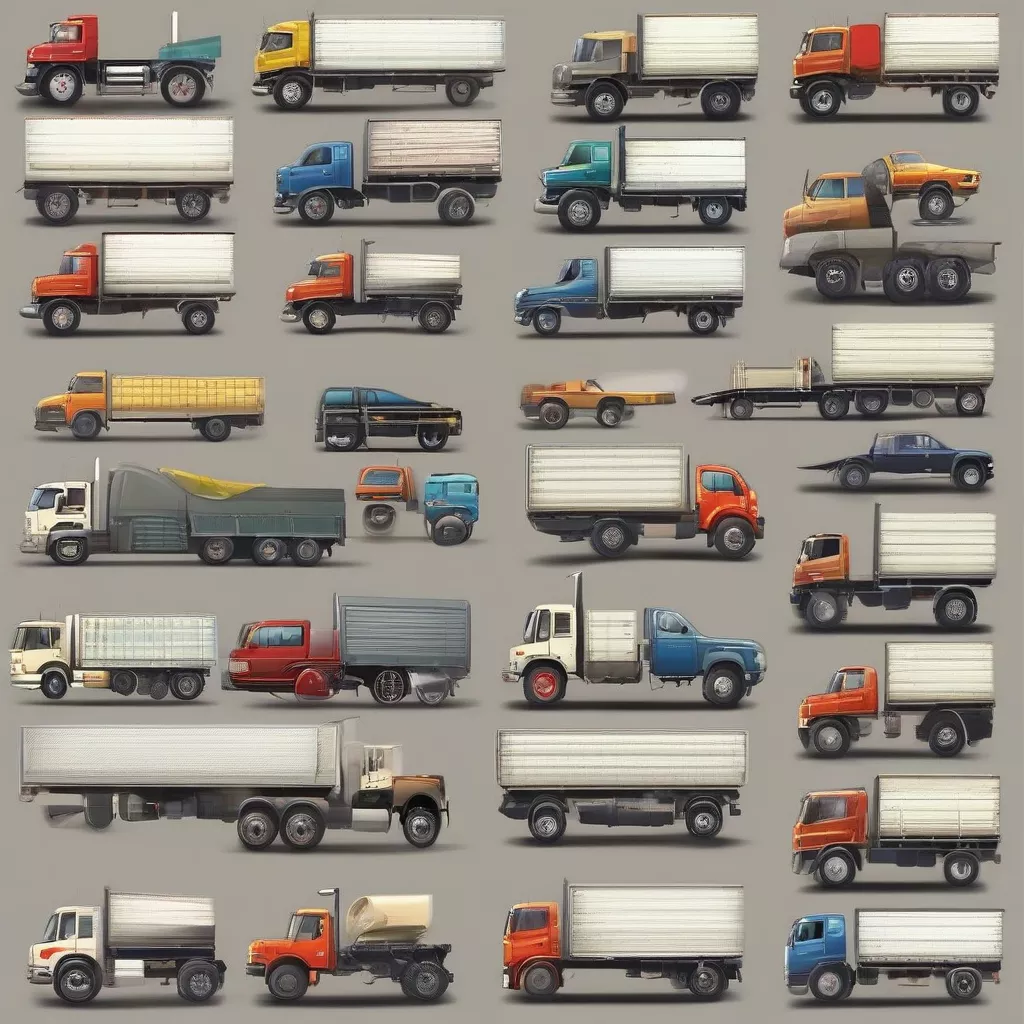 Various types of trucks