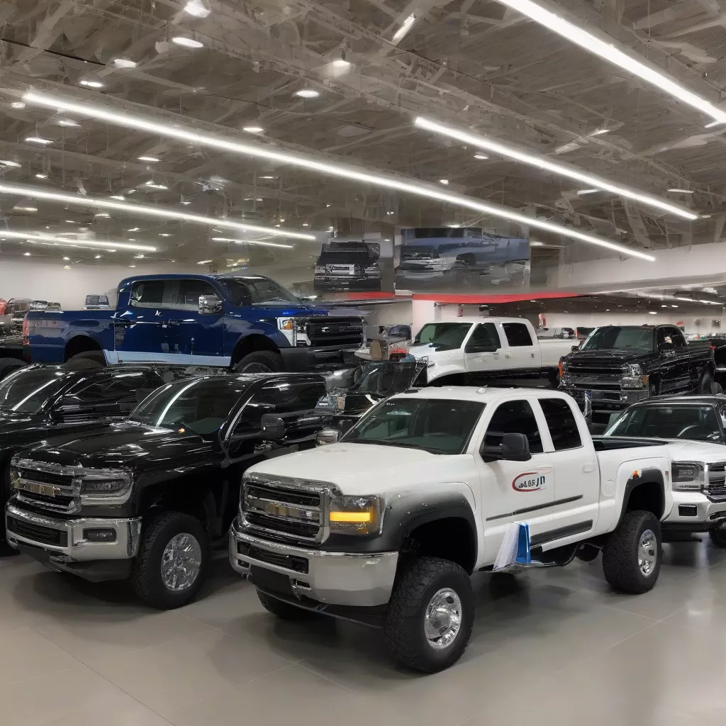 Các loại xe tải đang được trưng bày tại showroom