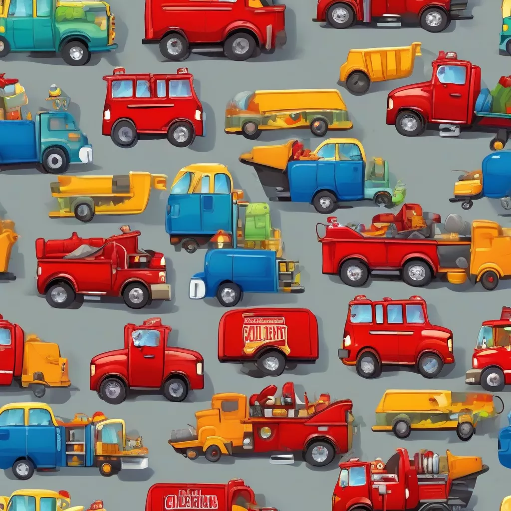 Various cartoon trucks