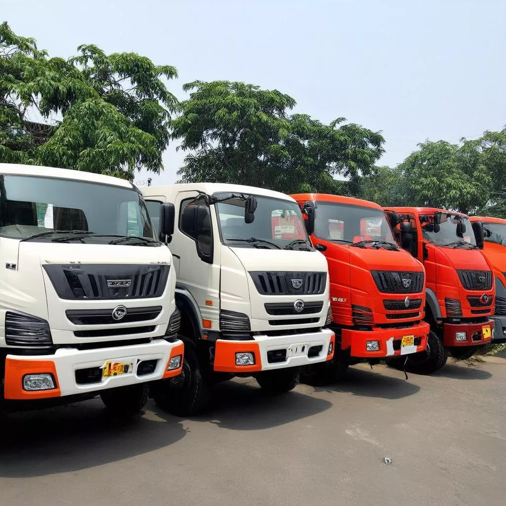 Various truck models in Hanoi