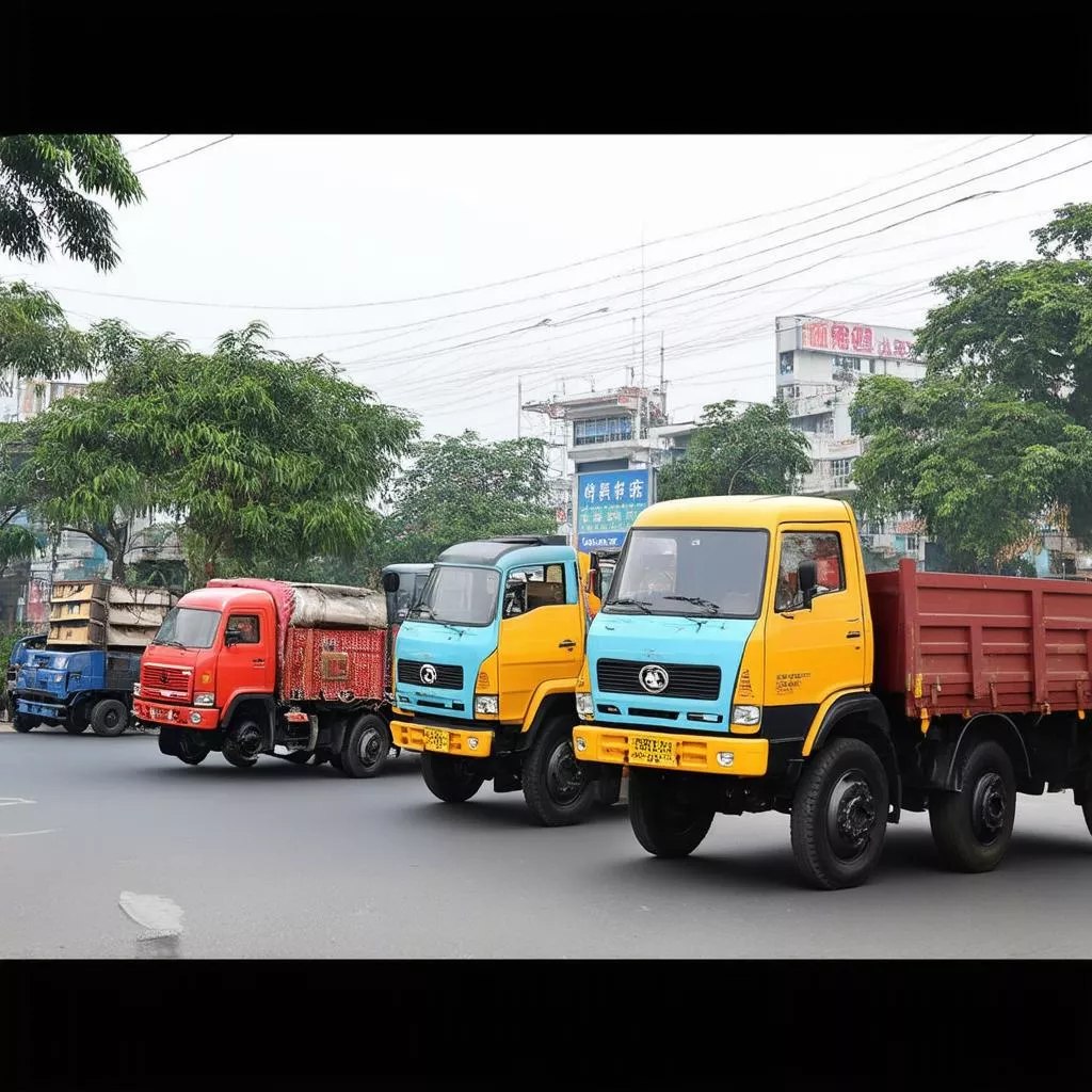 Various truck models in Hanoi