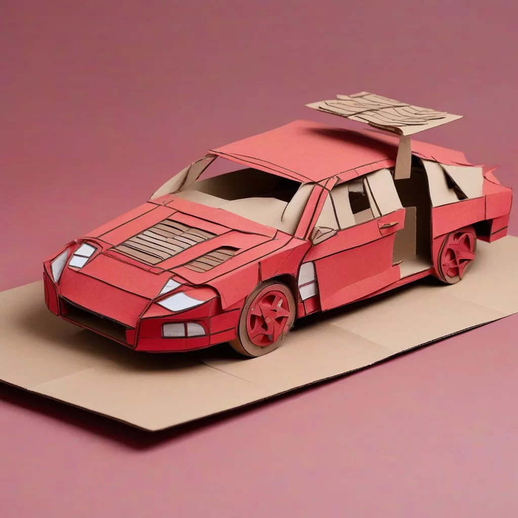 Finished cardboard truck model