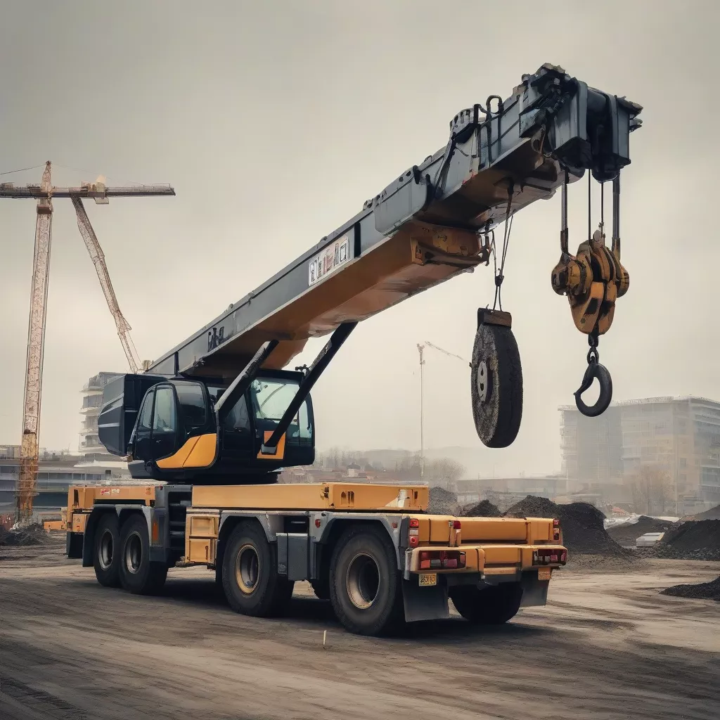 Mobile crane in operation