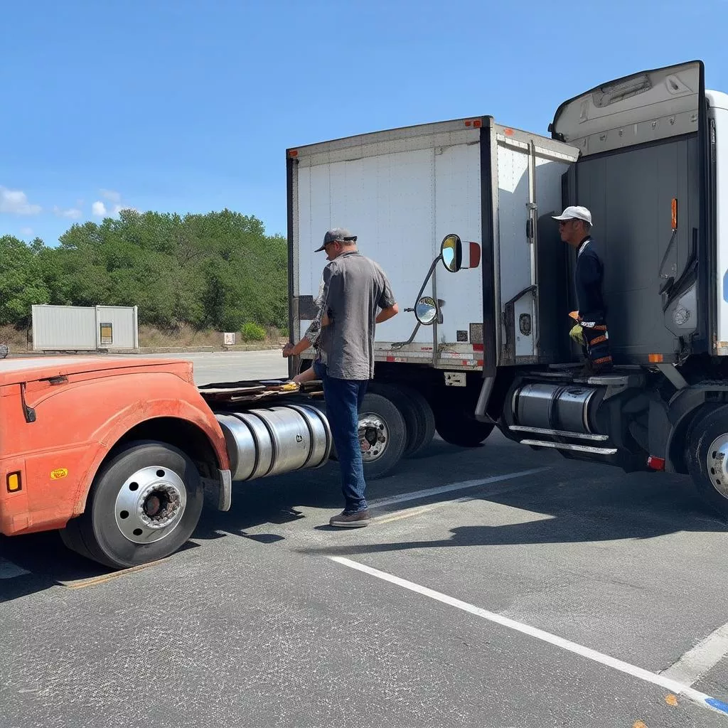 Truck waiting to park