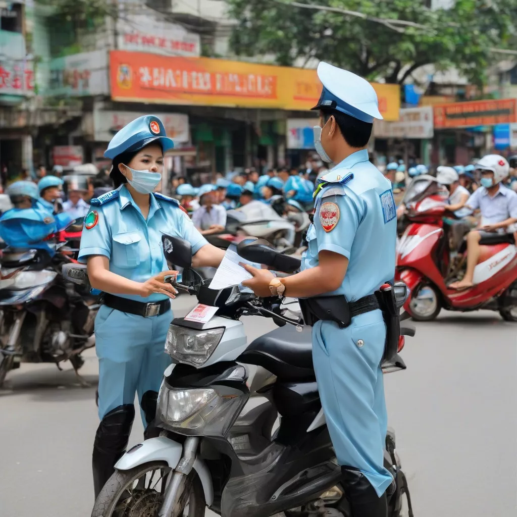 Cảnh Sát Giao Thông Đang Tuyên Truyền Luật Giao Thông