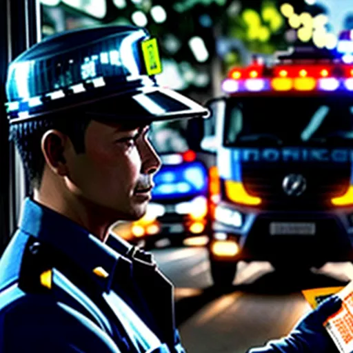 Traffic police officer issuing a ticket to a driver