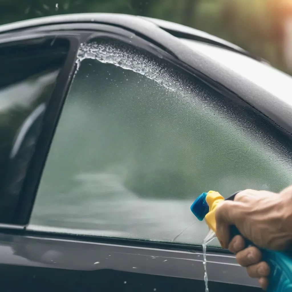 Spray bottle of windshield washer fluid