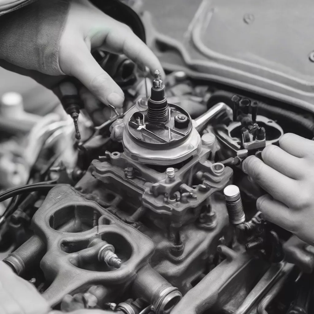 Adjusting the air screw on a carburetor