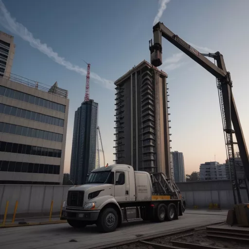 콘크리트 펌프를 사용하는 건설 현장