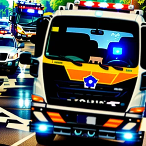 Polisi lalu lintas sedang memeriksa truk