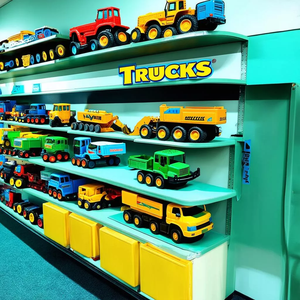 Loja de brinquedos com camiões