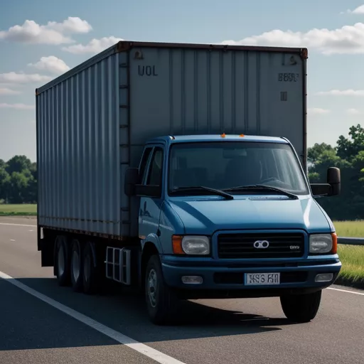 Xe tải Daewoo Prima KC6A1 thùng mui bạt màu xanh đang chạy trên đường