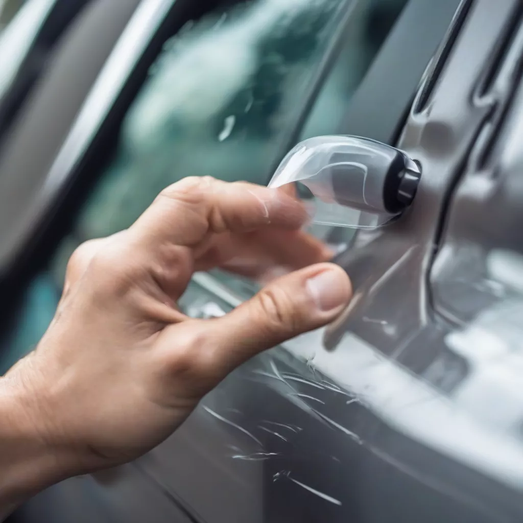 Applying a car door handle scratch protector