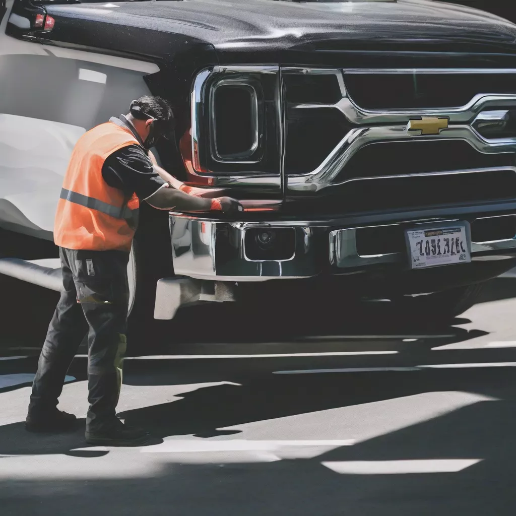 Applying reflective tape to a truck
