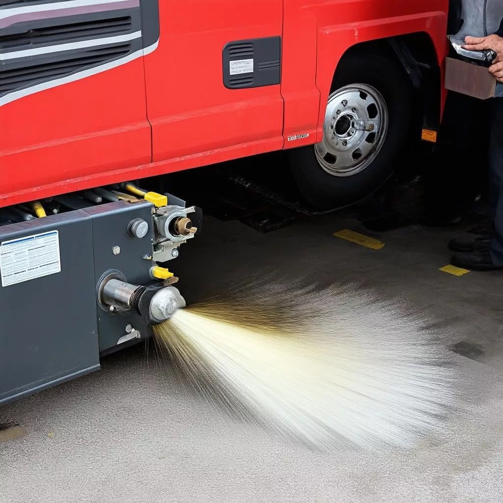 Camião a ser polido