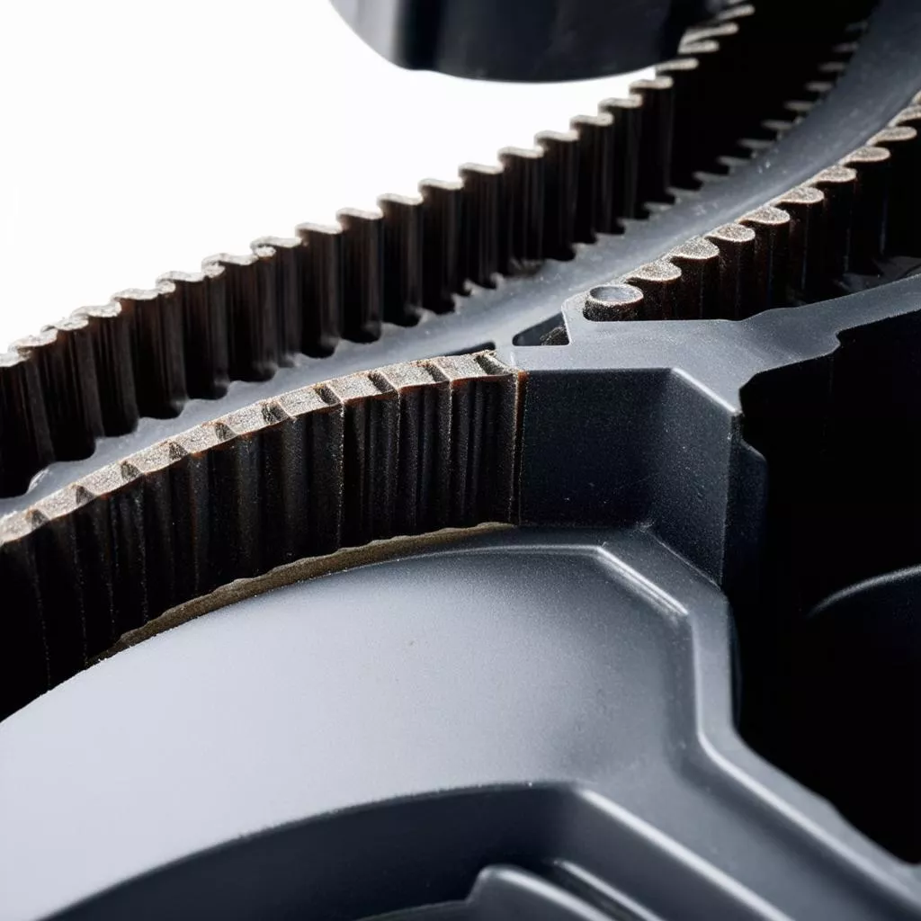 Timing belt in a car engine.