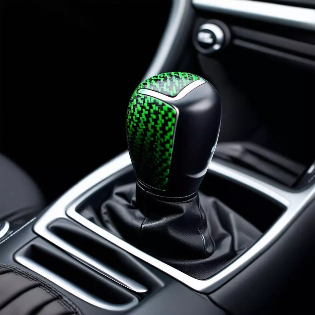 Interior mobil dengan stiker warna hijau