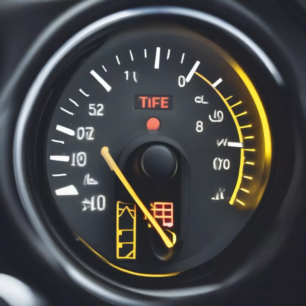 Tire pressure warning light on a truck dashboard