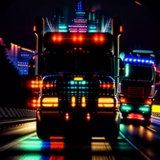 Truck brake lights at night