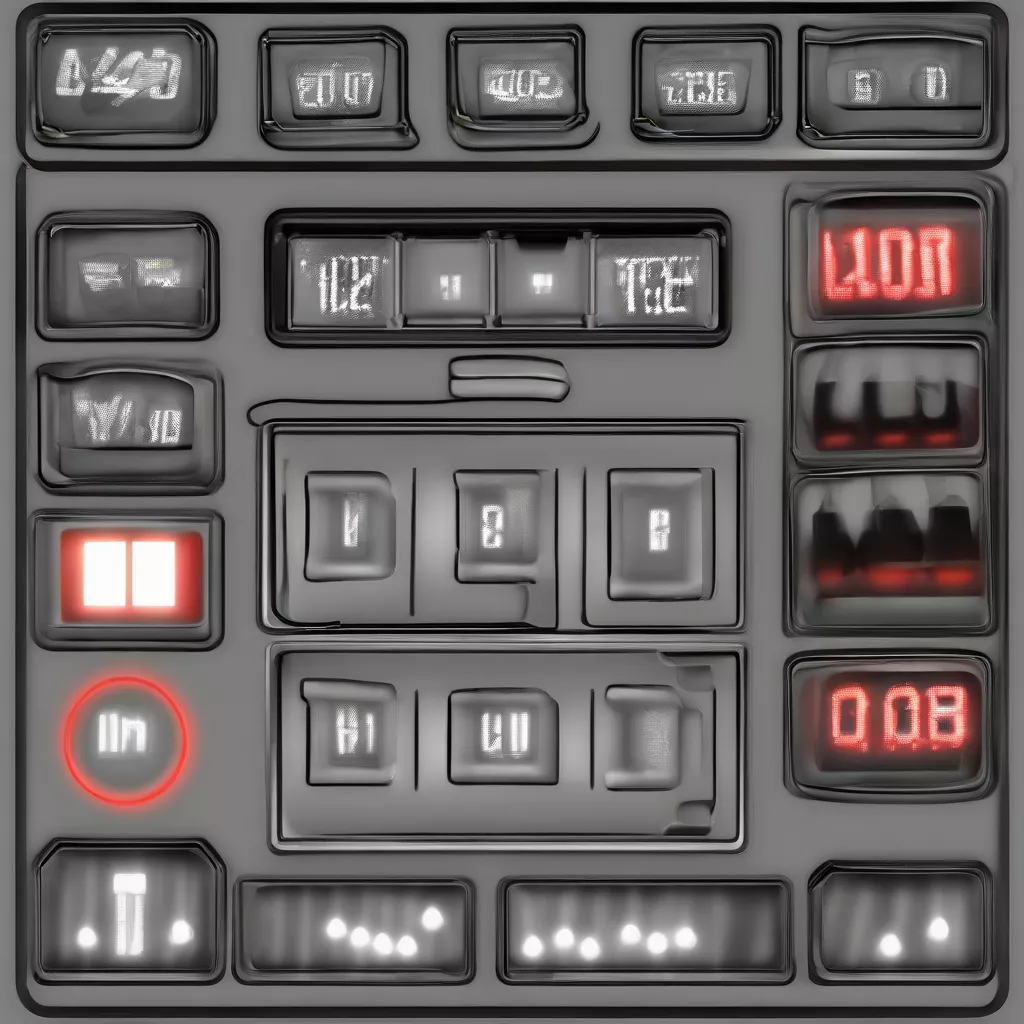 Warning lights on a truck dashboard