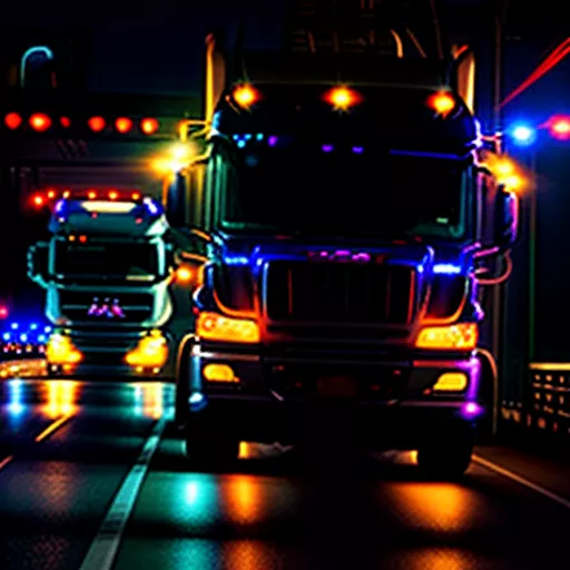 夜間のトラックのテールランプ