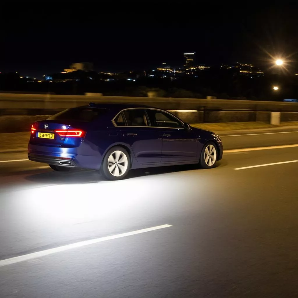 Car turn signal at night