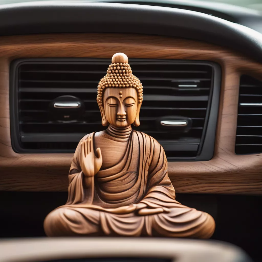 Di Lặc Gỗ Bách Xanh Để Ô Tô: Lộc Lá Bình An Cho Mọi Nẻo Đường