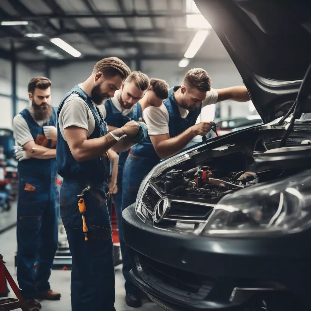 Đội ngũ kỹ thuật viên gara ô tô Hoàng Dũng