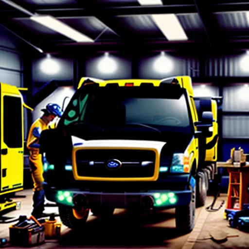 Truck Mechanics Repairing a Truck