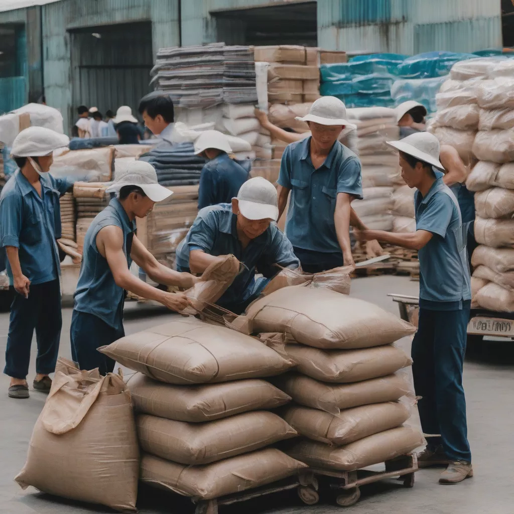 Careful cargo packaging at a trucking depot
