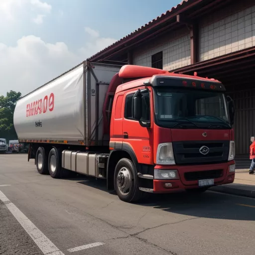 Camion Dongben DB1021 telonato che trasporta merci