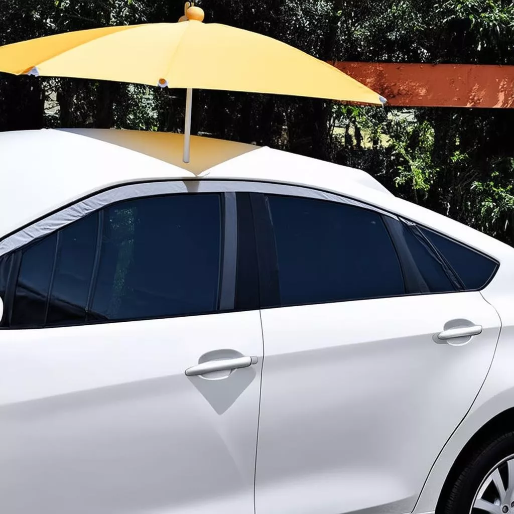 धूप से कार की सुरक्षा के लिए कार छाता का उपयोग