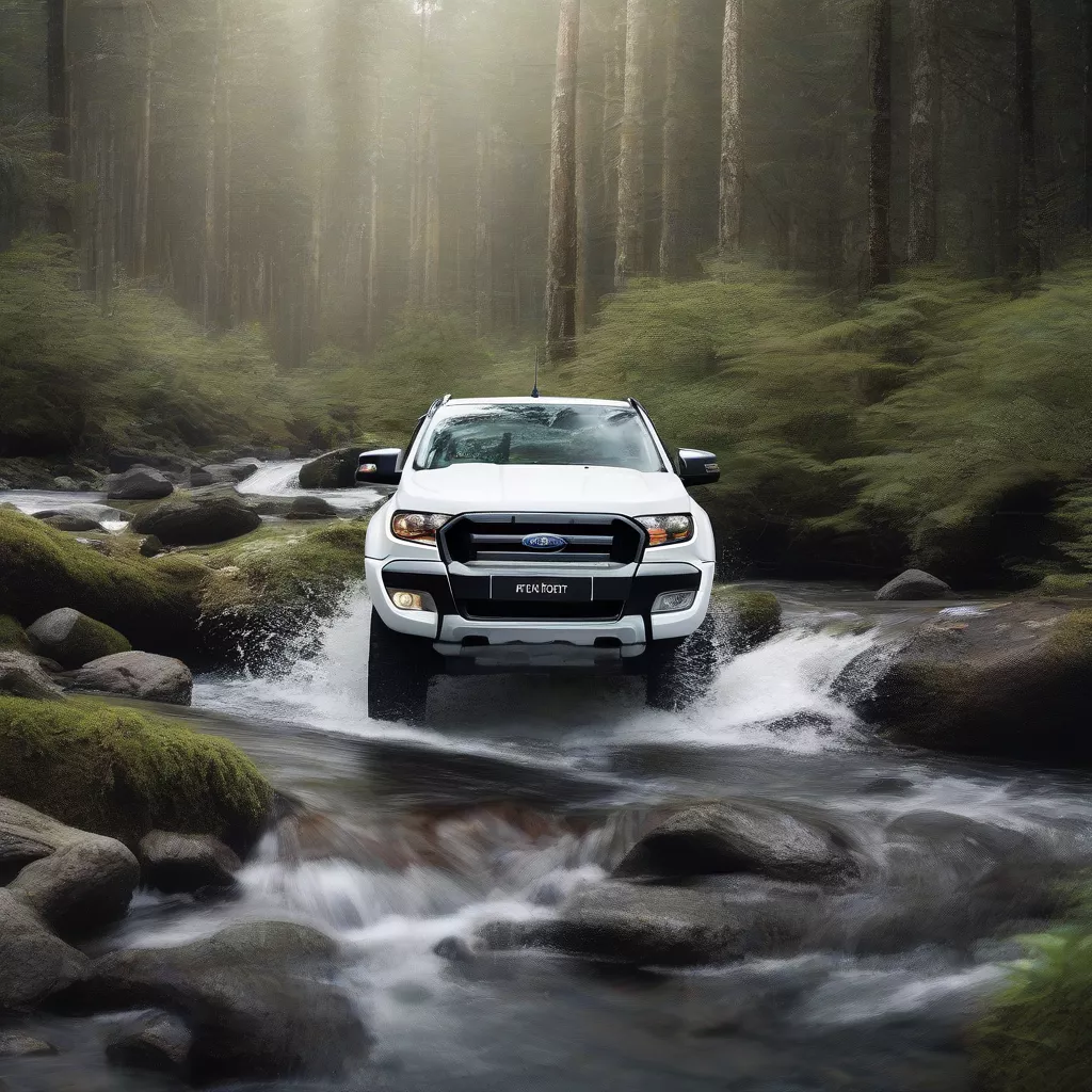 福特Ranger穿越溪流