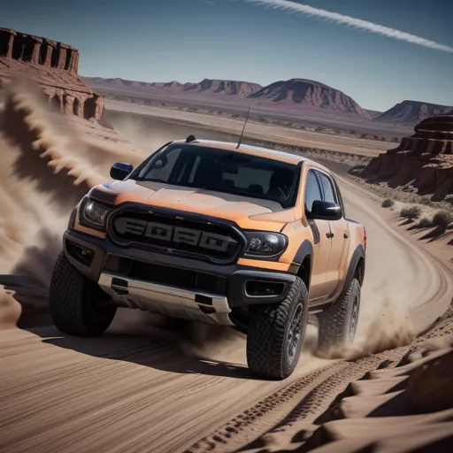 Ford Ranger Raptor on a dirt road