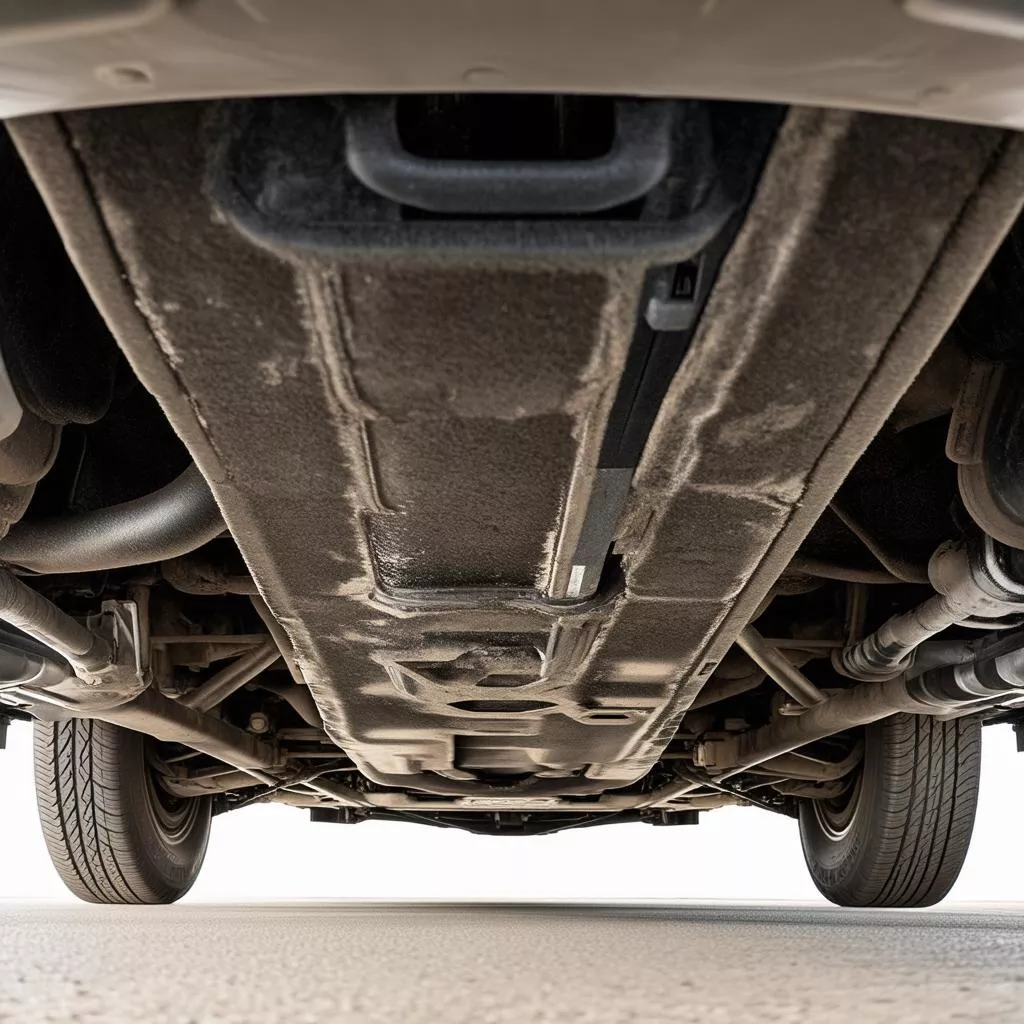 Truck undercarriage with rustproofing applied