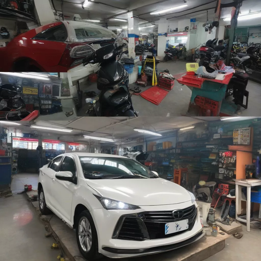 Car light upgrade garage in Hanoi