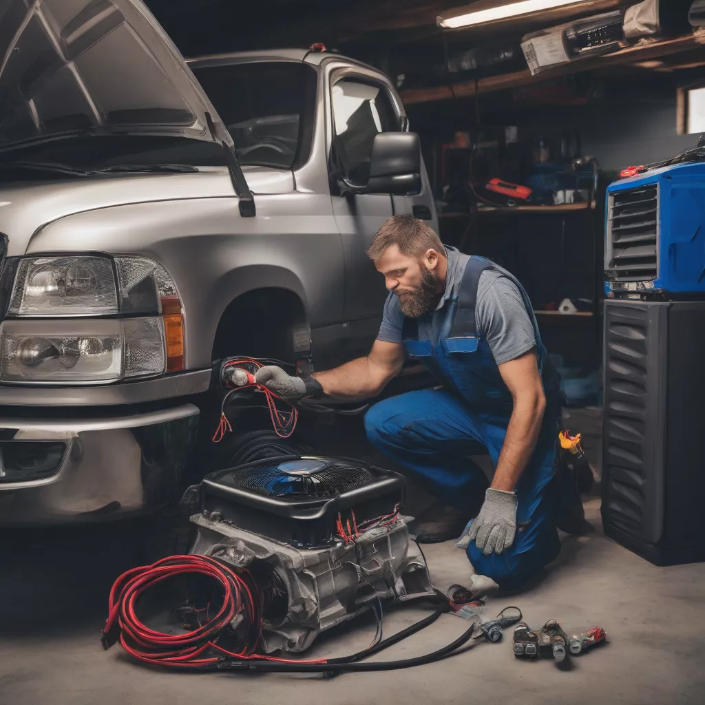 Garage poids lourds à Hanoï