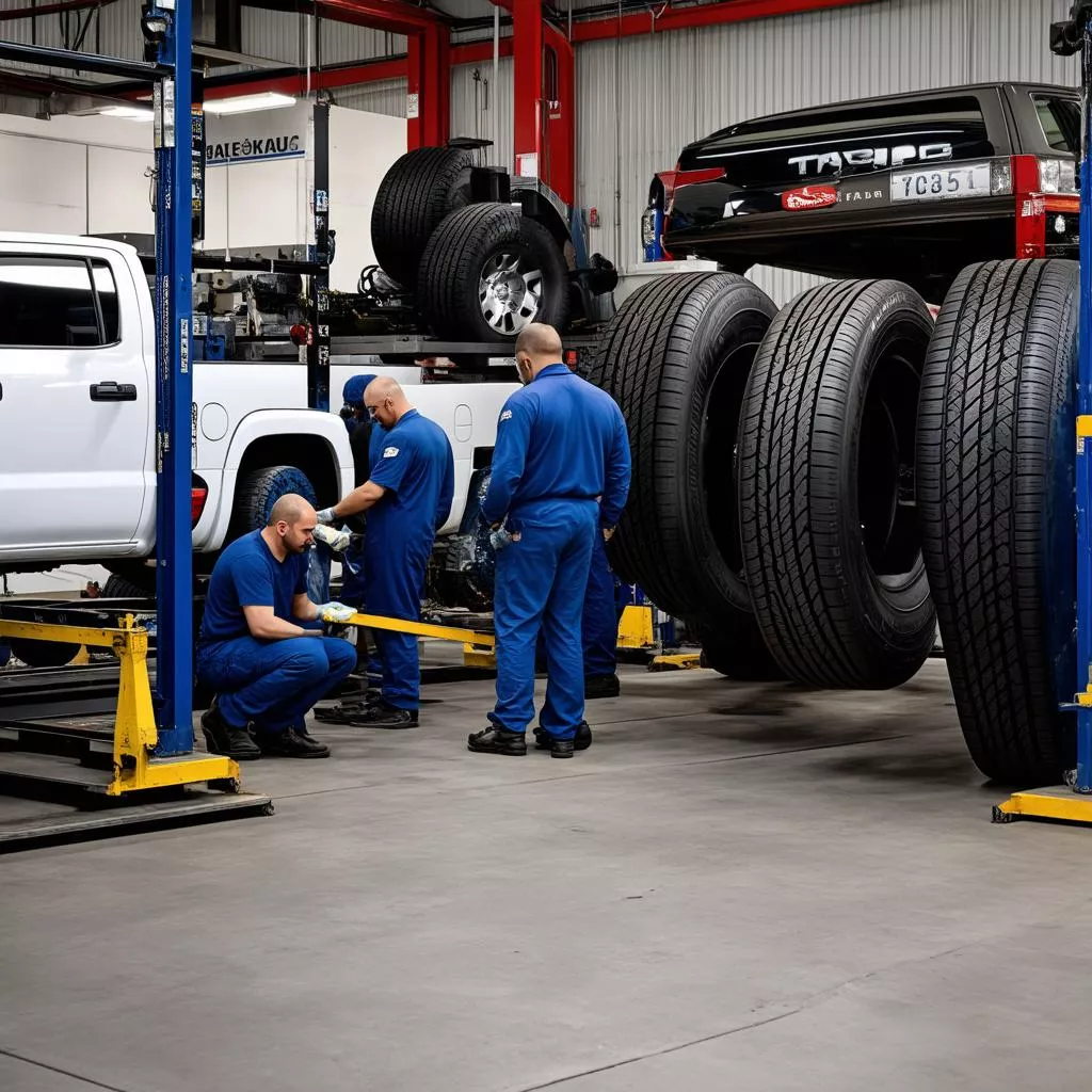 Gara sửa chữa lốp ô tô tải