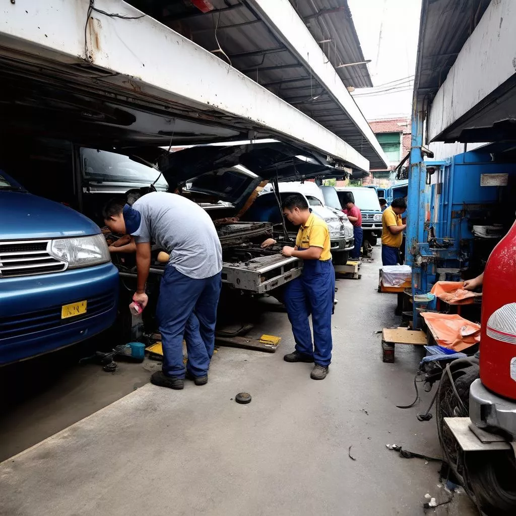 Truck repair garage in Hanoi