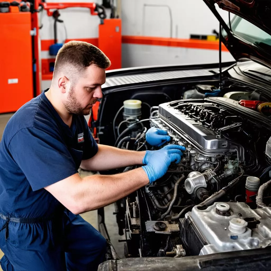 Truck repair garage in Hanoi