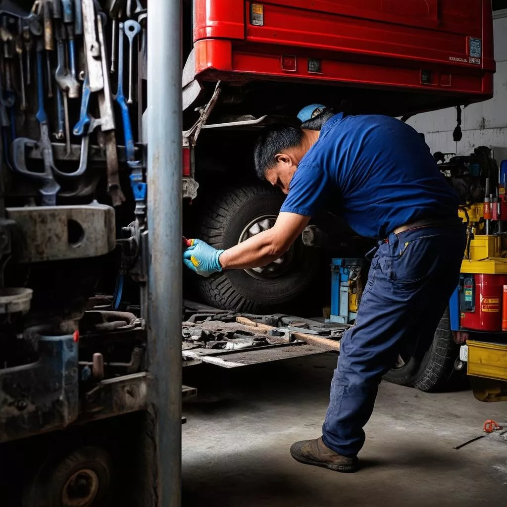 Truck repair garage in Hanoi