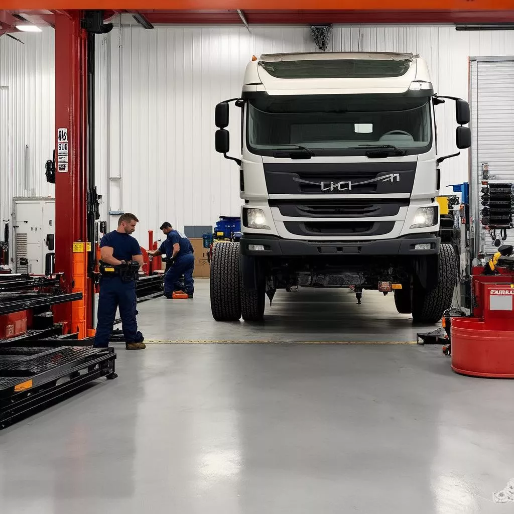 Modern truck repair garage