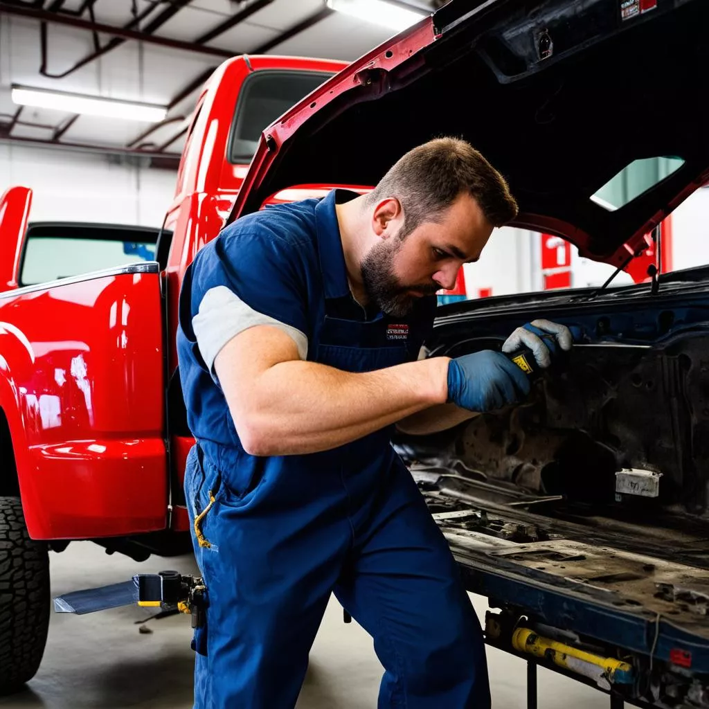 Truck repair garage in Hanoi