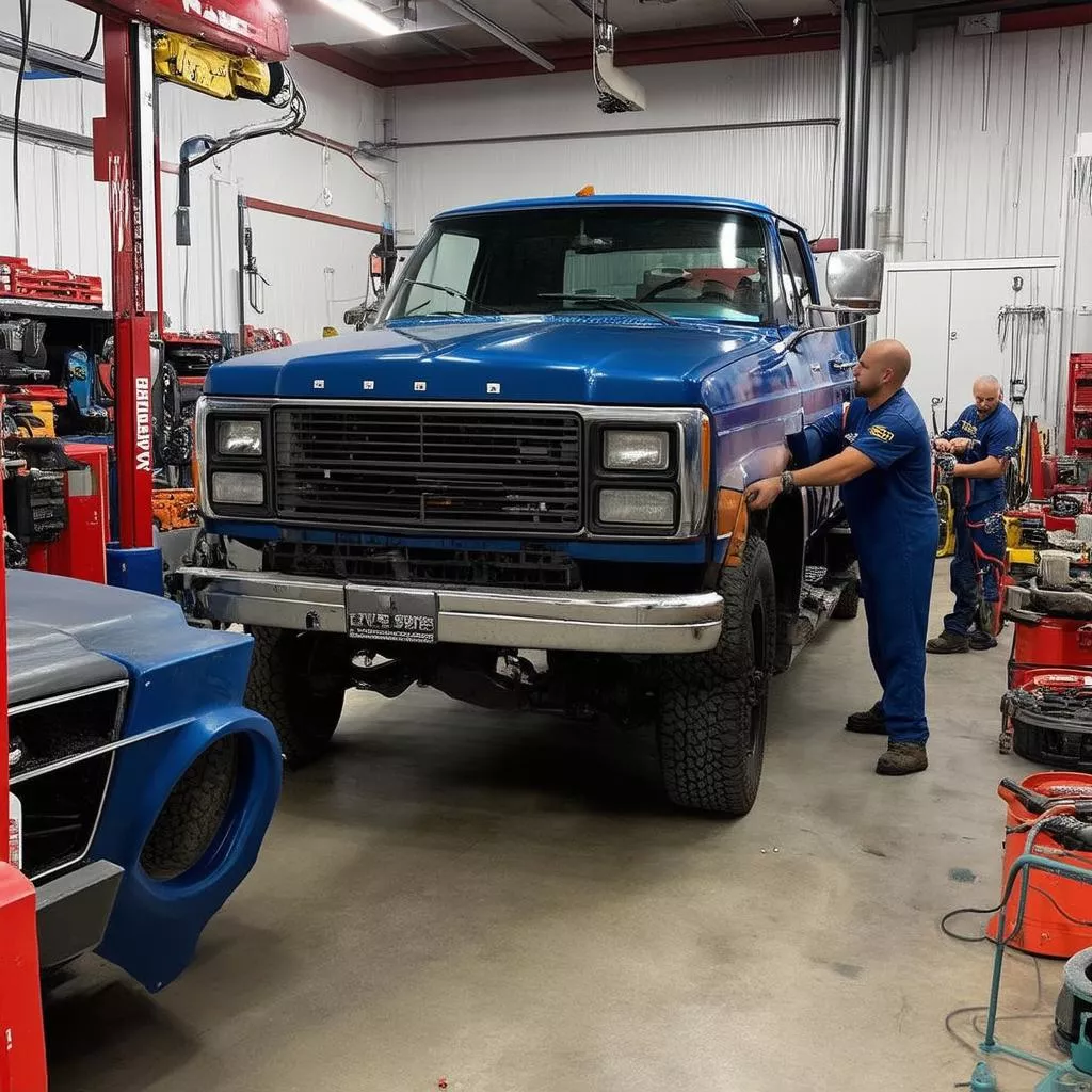 Hình ảnh gara sửa chữa xe tải