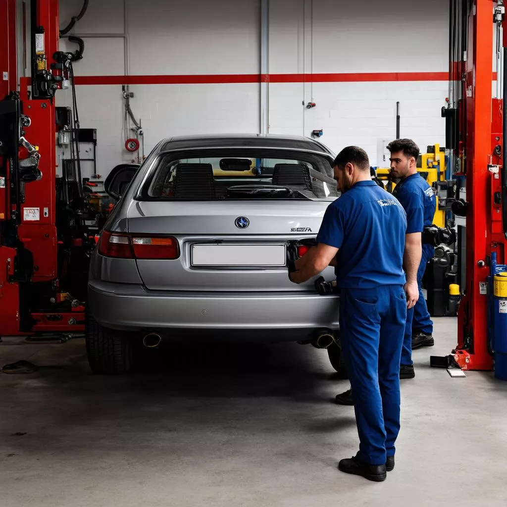 Modern car repair garage