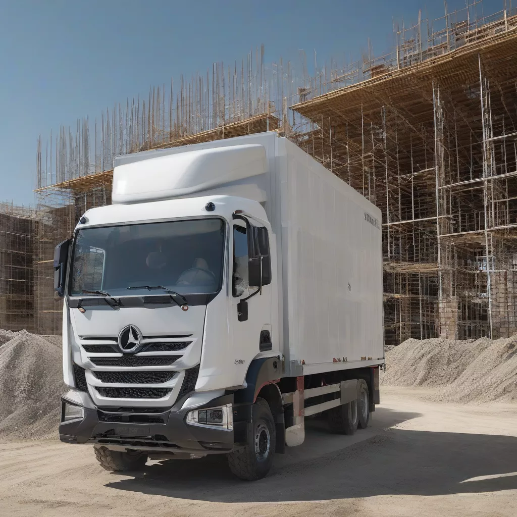 2019 Gazelle truck unloading materials at a construction site