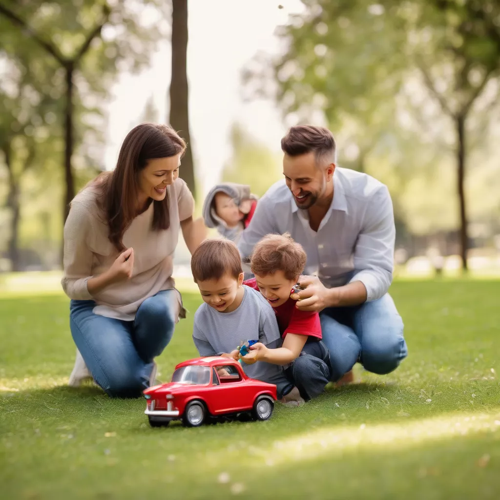 Gia đình cùng chơi với ô tô trẻ em