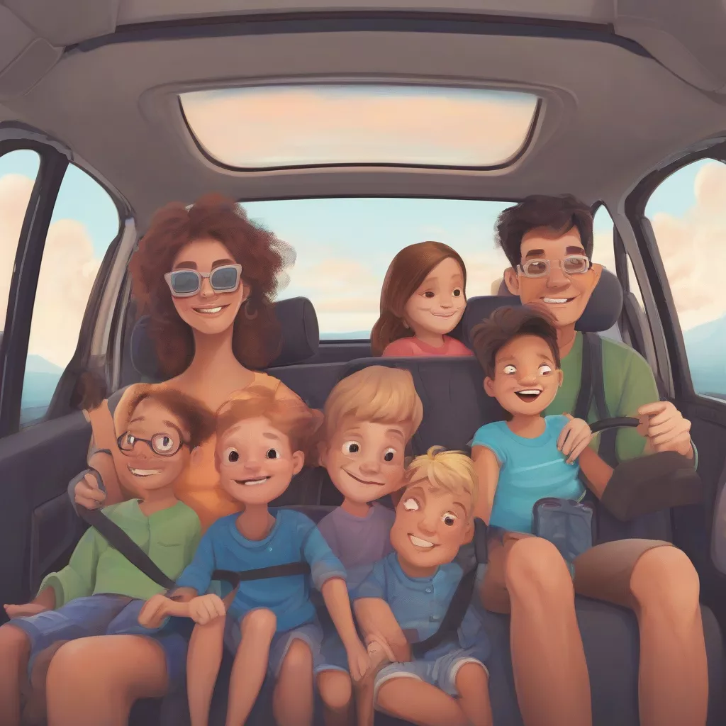 Family traveling by car