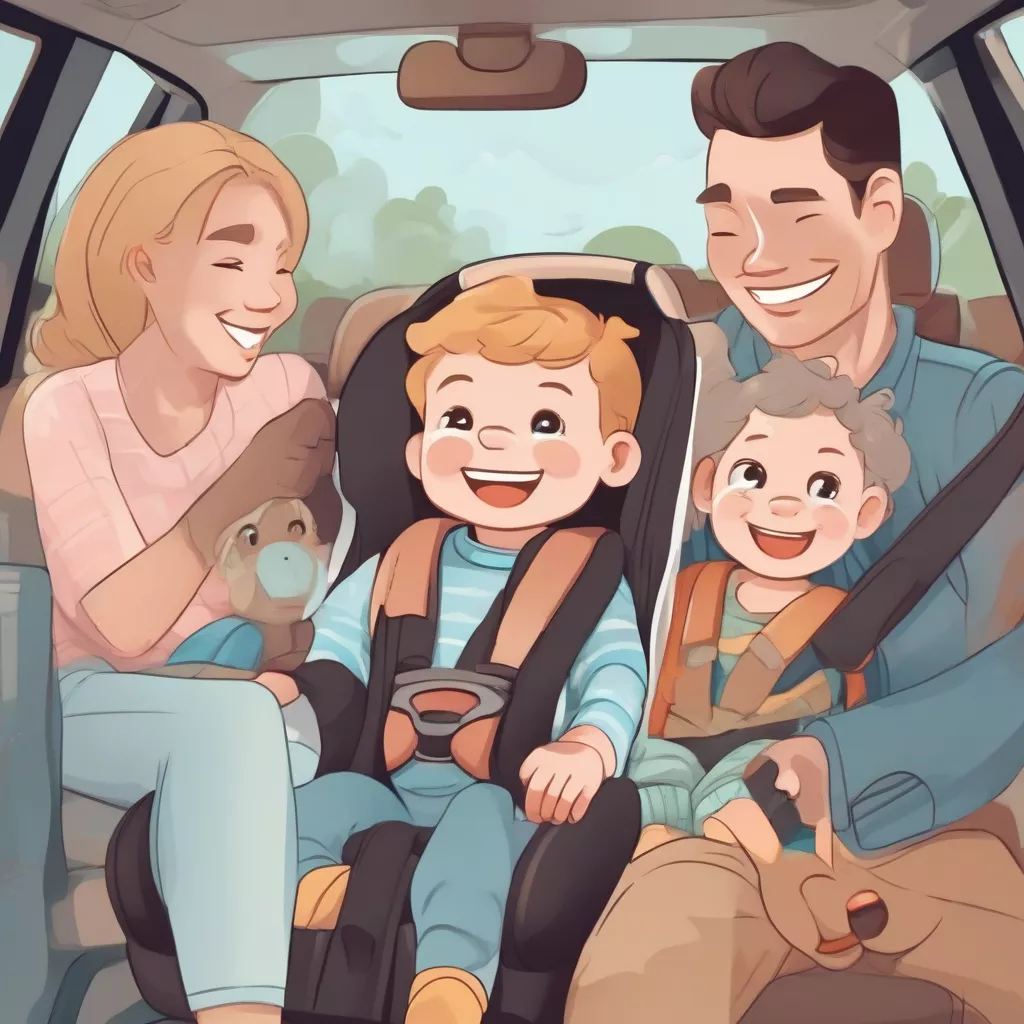 Family traveling by car